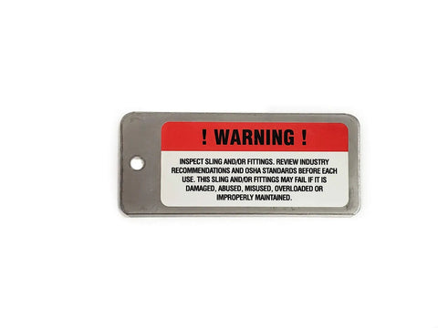 Rock Solid Wire Rope Sling Identification Tags Built Tough As Nails For Daily Rigging Grind Osha Compliant aluminum warning tag