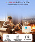 Compact Carbon Monoxide Detector With Bright Digital Display And UL Certification For Hassle Free Setup, placed beside a man reading in a cozy room.