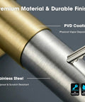 Close-up of Brushed Gold Towel Bar Set showing PVD-coated stainless steel, resistant to scratches and corrosion.