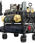 Double Decker Wagon With 600Lb Total Capacity And 400L Collapsible Utility Cart 54 Inch Extended Folding Cart With Big Wheels