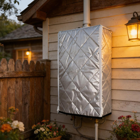 Outdoor Tankless Water Heater Cover with Weatherproof Protection IPX4 Waterproof Rating, Dustproof Cotton Material For Winter