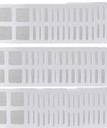 100 Pcs Disposable Shower Drain Hair Catchers Mesh Adhesive Covers showing strips for trapping hair and preventing clogs.