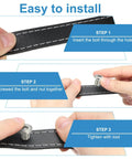 Hex Chicago Screws Set 10 Pack Binding Posts M6 X 45mm with installation steps on black strap.