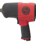 Heavy Duty 3/4 Inch Air Impact Wrench With Pistol Grip And Twin Hammer Clutch side view showcasing lightweight composite build.