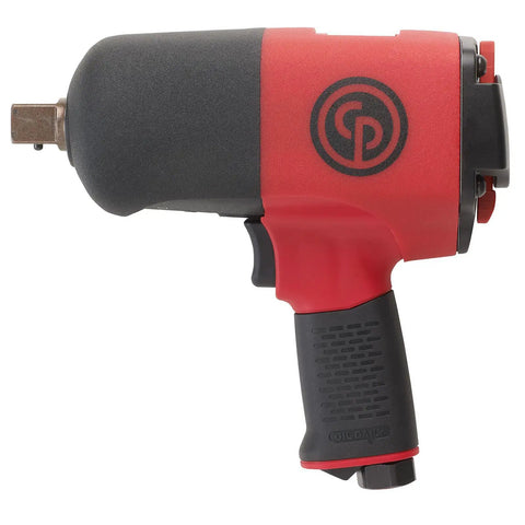 Heavy Duty 3/4 Inch Air Impact Wrench With Pistol Grip And Twin Hammer Clutch side view showcasing lightweight composite build.