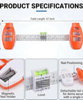 Professional 3 In 1 Picture Hanging Tool And Spirit Level Features Precision Measuring Ruler With Magnetic Nail Starter For No Sweat Wall Art Installation Diy Home Decor Game Changer, showing specifications with ruler and level.