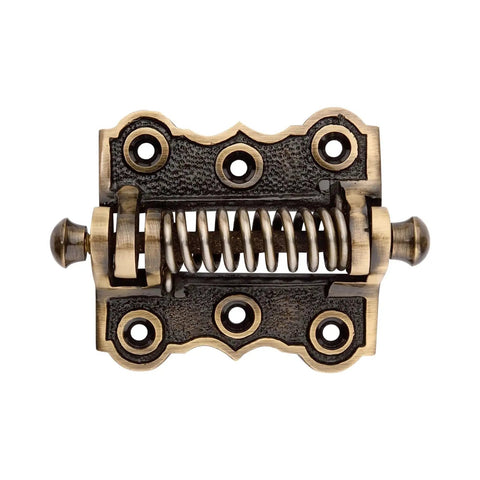 Solid Brass Screen Door Spring Hinge With Self Closing Mechanism For Built Tough Heavy Duty Decorative Hardware Antique Brass Finish