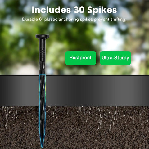 Image of anchoring spike from No-Dig Landscape Edging Kit With 33 Ft Of 2 In High Plastic Garden Border illustrating durability.