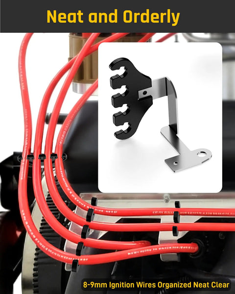 Spark Plug Wire Separator Kit With Chrome Plated Brackets For 8mm To 9mm Wires Includes 4 Hole Looms And 2 Hole Looms And Multiple Wire Separators