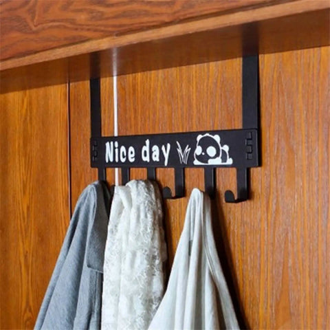 Heavy Duty 6 Hook Wall Mounted Metal Coat Rack Cabinet Door Hanger System For Hallway Bathroom And Kitchen Versatile Towel Organizer With No Sweat Quick Install holding scarves on a wooden wall.