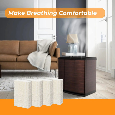 Humidifier Wick Filter Replacement For AIRCARE Essick Air HD1205 HD1211 EA1201 HD12110 Kenmore 14909 14912 32-14912 42-14912 4 Pack Durable Dense Construction With Hot Glue Strips For Better Filtration And Cleaner Mist