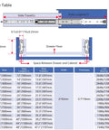 Size chart and diagram for Beefy 32 Inch Heavy Duty Drawer Slide With Lock For Lockable Drawers, 2 Inch Wide, Up To 125 Lb Load Capacity.