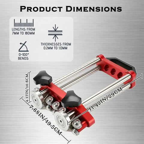 Sheet Metal Bender With Dual Station Rollers For 0 To 100 Degrees, Lightweight Workhorse 7 Inch Tool dimensions illustration