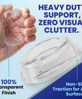 Close-up of transparent silicone washer anti vibration pad stabilizer foot with hand, offering heavy duty support