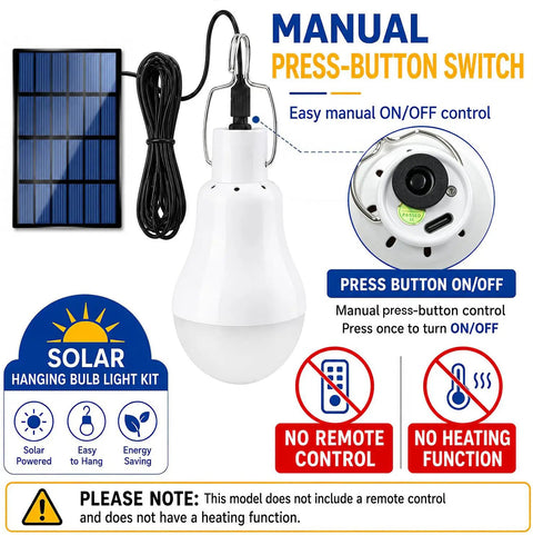 Solar LED Light Bulbs For Indoor Home Chicken Coop And Outdoor Use Waterproof Rechargeable Lanterns For Camping Tent Shed Emergency Lighting Nighttime Power Long Battery 2 Pack with manual switch and solar panel
