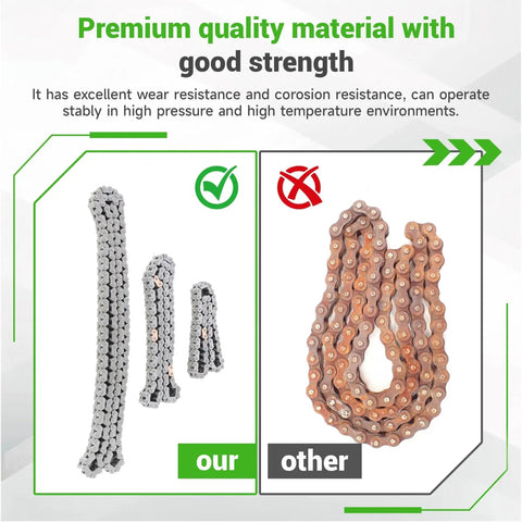 Comparison of Timing Chain Kit Replacement For 2008 To 2015 VW Golf MK5 MK6 Passat A4 EA888 with heavy duty and regular chains
