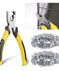 Heavy Duty Fence Pliers With 600 Wire Cage Clips J Clip And Snap Ring Fasteners 6.7 Inch Pliers With Non Slip Handle Easy Install