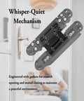 Heavy Duty 7 Inch Invisible Hidden Door Hinges Zinc Alloy Concealed Hinge System For Large Wood Doors Holds Up To 176 Lbs Per Pair with quiet mechanism.