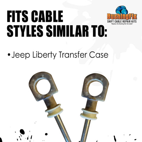 JL1Kit Transfer Case Shifter Cable Replacement Bushing For 2002 2003 2004 2005 2006 2007 Jeep Liberty 4X4 shown on transfer cables