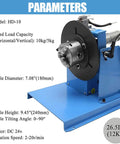 Smooth Sailing Rotary Welding Positioner 10kg With Snappy 0 To 90 Degrees Tilting features a 180mm turntable and 65mm chuck.