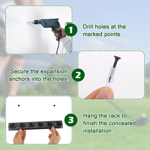Installation process for Wooden Golf Ball Display Case Black Wall Mount Holder Shelf For Collectors