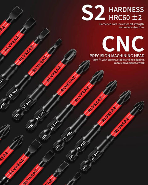 Amazon 10-pack 3in magnetic screwdriver bit set with S2 alloy steel; Phillips #1-3 and slotted bits, 1/4in hex shank