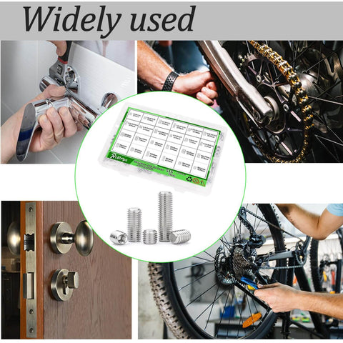 525 Piece Set Screw Kit Metric And SAE With Stainless Steel 304 Cup Point Grub Screws And Internal Hex Drive in use