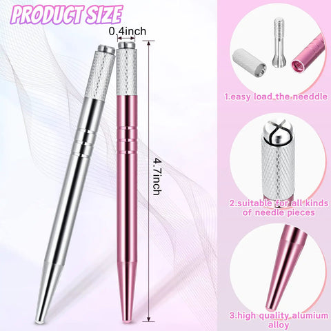10 Pcs Manual Microblading Pens Aluminum Eyebrow Tools Set For Salon Use Pro Grade Lightweight Handheld Microblade Pens In Silver And Pink Durable Grip For Precise Shaping And Fine Detailing, 4.7-inch aluminum pens