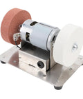 Jiawu 100W Mini Bench Grinder With 7-Speed Control And Adjustable Motor, dual-sided shaft with steel housing for metal wood polishing.