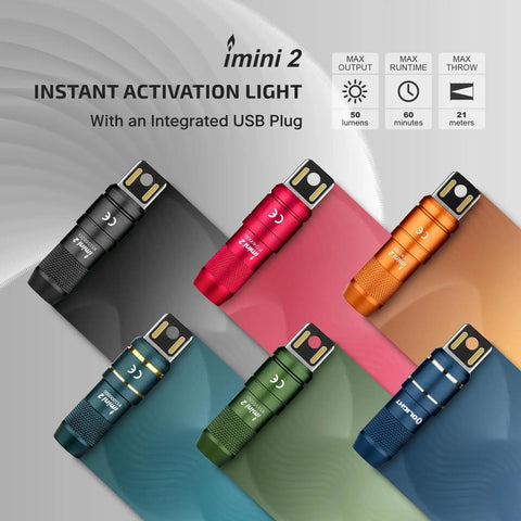 Multiple colors of Mini USB Rechargeable Keychain Flashlight With 50 Lumen Output Ultra Compact Portable EDC Light