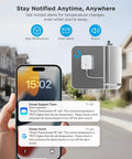 WiFi Refrigerator Thermometer With Alarm, 2 Pack, Remote Temperature Monitoring Via App shown on smartphone display.