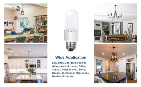 Led Stick Light Bulbs 60 Watt Equivalent 800 Lumens 5000K Daylight Non Dimmable E26 Base Enclosed Fixture Rated Pack Of 12 displayed with room applications