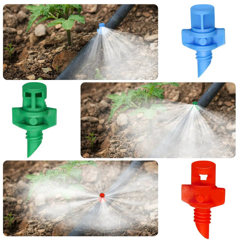 Pro Grade 150Pcs Drip Irrigation Emitters Kit with Micro Sprinkler Heads, Misting Nozzles for Plants and Lawn Watering, 90 180 360 Degrees