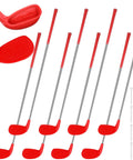 6 Pack 36 Inch Backyard Golf Club Set With Oversize Heads Right Hand For Home Practice And Family Fun Includes 12 Tees, red clubs