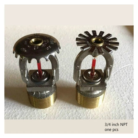 Heavy Lifting Quick Response Fire Sprinkler Head Upright And Pendent Ready Heavy Brass 3/4 Inch NPT Thread K115 Flow showing two sprinkler heads.