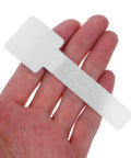 Self Adhesive Cable Straps Keep Your Desk Clean And Tangle Free Bundle Wires Fast With Reusable Hook And Loop Design held in hand.