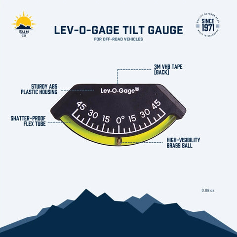 201-F Lev-O-Gage Inclinometer High Visibility Level Gauge diagram displaying tilt scale and durable materials