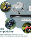 Steering Rack Plate for MTD Craftsman and Troy-Bilt Lawn Mowers Replaces 753-11064A showing all parts and installed mower examples