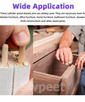 Hands inserting grooved wood dowel pins from Wood Dowel Pins Kit 505 Pcs Four Sizes 1/4 In 5/16 In 3/8 In 1/2 In Straight Grooved Dowel Pins With Center Point in furniture assembly