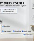One Cord Channel Cable Hider For Wall Cables 254 Inch Length White Cable Cover showing installation options