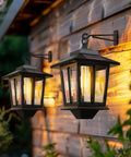 2 Pack Solar Wall Lanterns Outdoor LED Sconce With Four Solar Panels Dusk To Dawn Anti Rust Waterproof Aluminum Lanterns