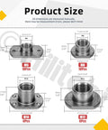 Boss Level 32 Piece T Shape Weld Nuts M6 M8 M10 M12 Premium Carbon Steel Tab Base Locknuts size chart with dimensions