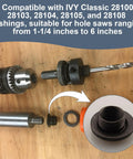 Knockout Hole Saw Arbor Adapter Converts One Half To Five Eighths Thread Fits One Twenty Five Through Six Inch Blades compatible parts.