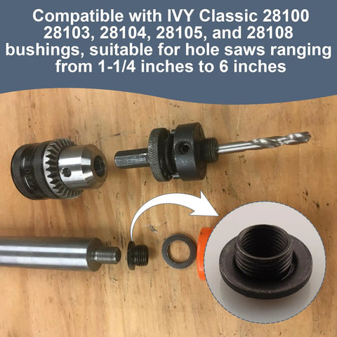 Knockout Hole Saw Arbor Adapter Converts One Half To Five Eighths Thread Fits One Twenty Five Through Six Inch Blades compatible parts.