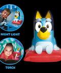 Bluey Nightlight For Kids 2 In 1 Toddler Lamp And Flashlight With Auto Off Timer shown as night light and torch
