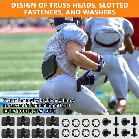 Eight Sets Heavy Duty Football Backplate Screws Chicago Screws Rig With Nuts Washers Driver For Youth Adult Shoulder Pads Rust Resistant Black Coating.