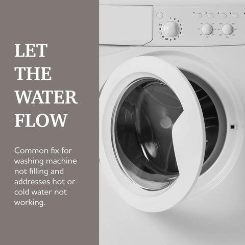 Water valve replacement part for GE washer; front-loading white appliance.