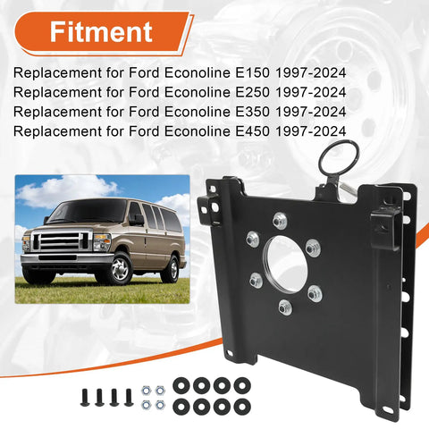 Ford Econoline Right Side Passenger Seat Swivel Base Replacement With 360 Degree Rotation For E150 E250 E350 E450 1997 2024 Heavy Duty Black Direct Fit
