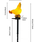 Outdoor Chicken Solar Lights Resin Garden Decor For Patio And Yard Cute Chicken Lamps with dimensions and stake
