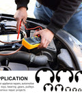Automotive repair using 328 Piece External Snap Ring Kit In Black Manganese Steel with retaining ring samples visible